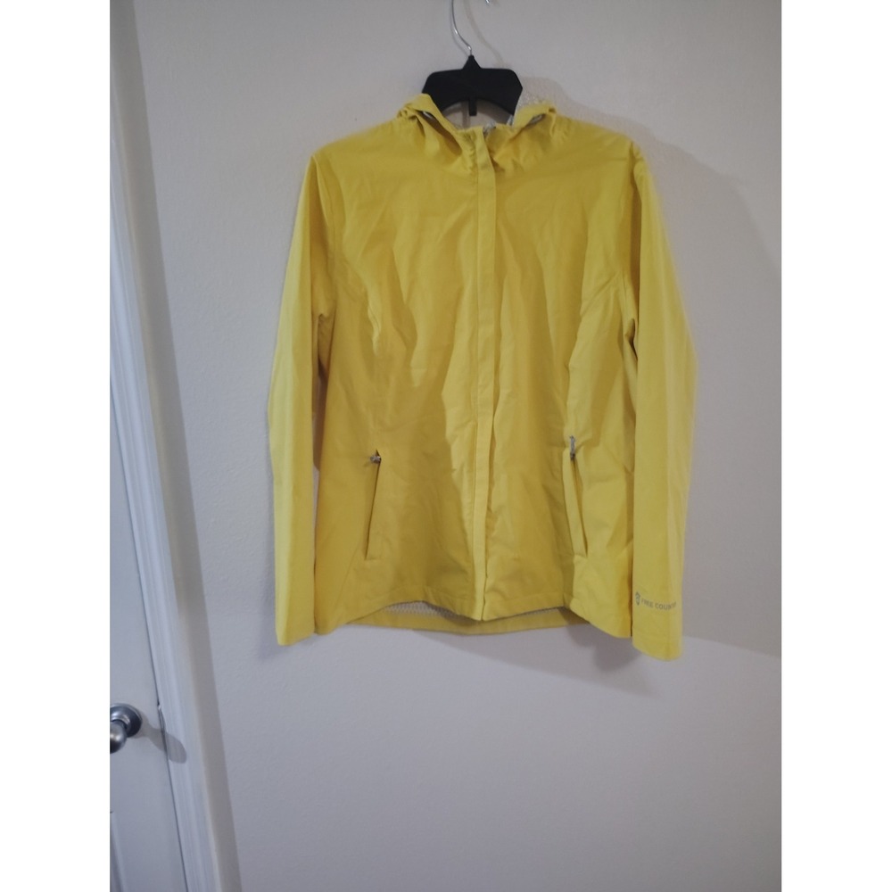 Free Country Womens Yellow Hooded Windbreaker Jacket Full Zip Size Large L